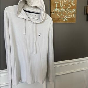 Nautica Men's White lightweight Hoodie Pro T-Shirt style